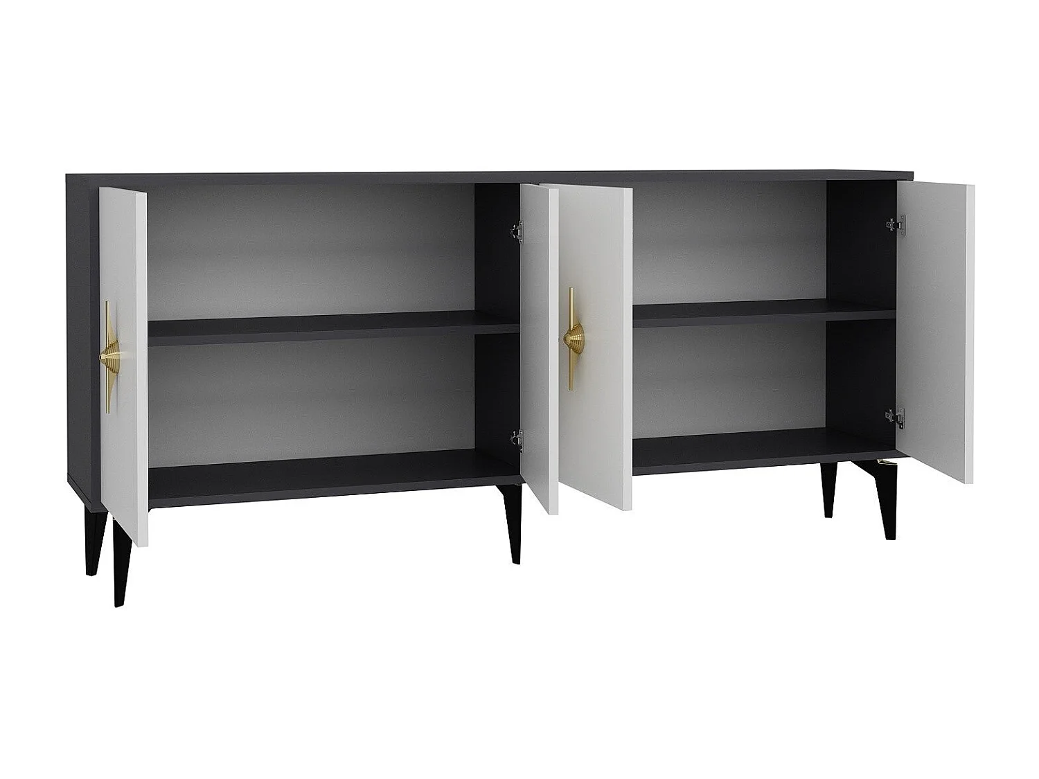Komoda – 180 cm x 82,6 cm x 35 cm – Antracyt i biel – Melamina
