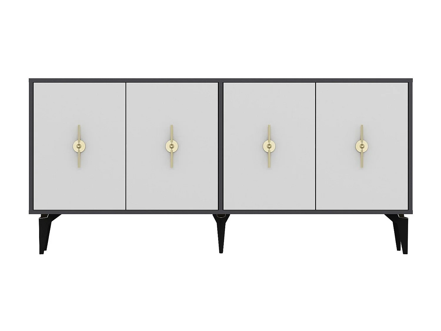 Komoda – 180 cm x 82,6 cm x 35 cm – Antracyt i biel – Melamina