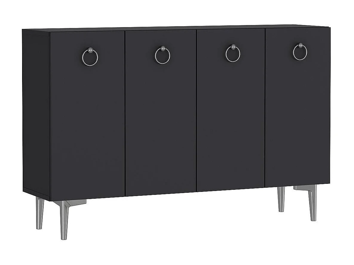 Sideboard – 120 cm x 80 cm x 29,6 cm – Anthrazit und Silber – MDF