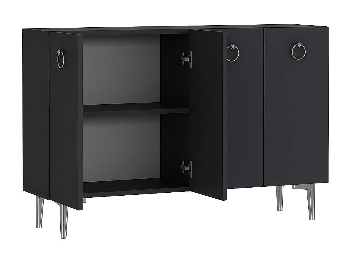 Sideboard – 120 cm x 80 cm x 29,6 cm – Anthrazit und Silber – MDF