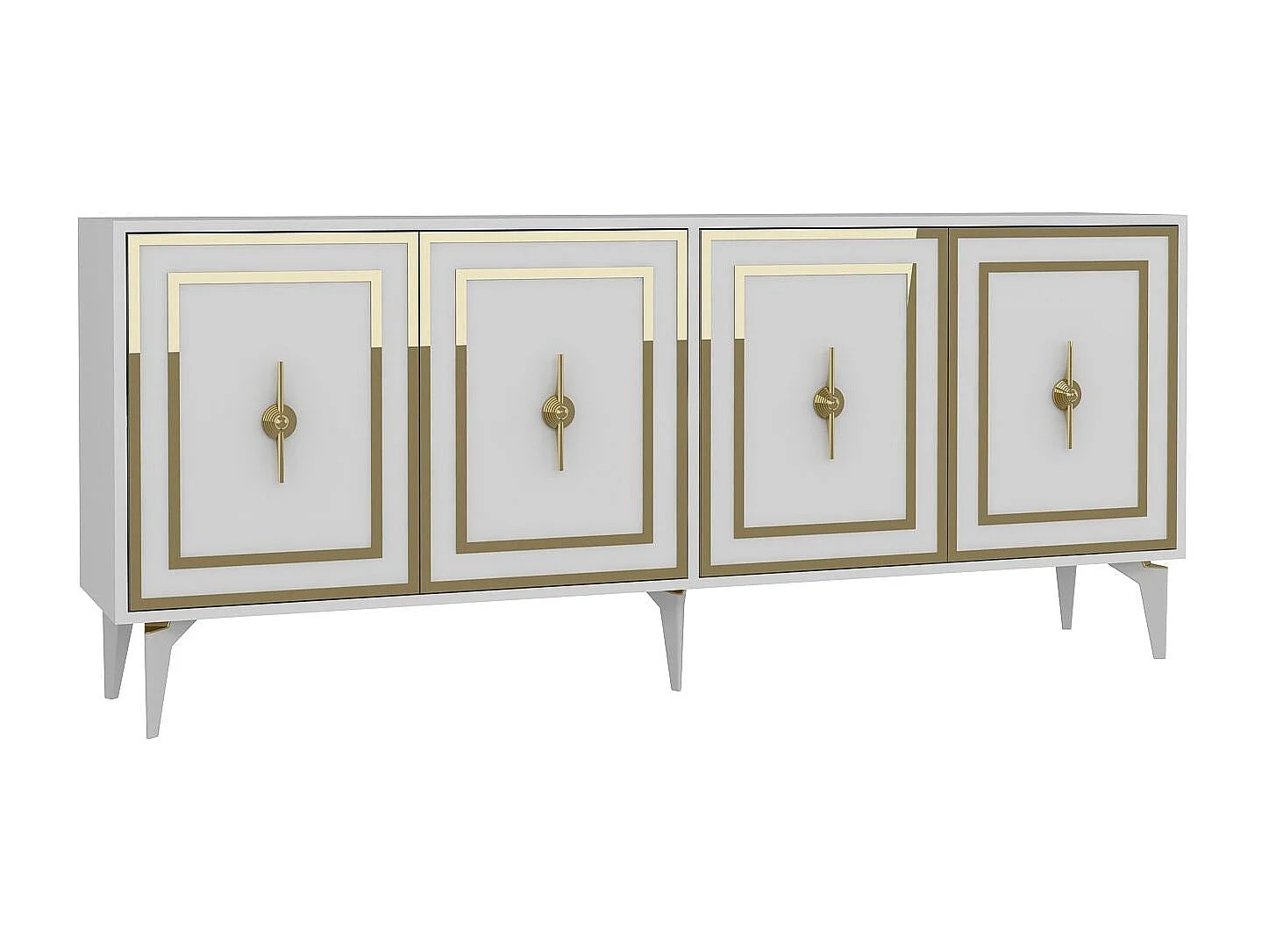 Dressoir – 180 cm x 78,6 cm x 35 cm – Wit en goud – Spaanplaat
