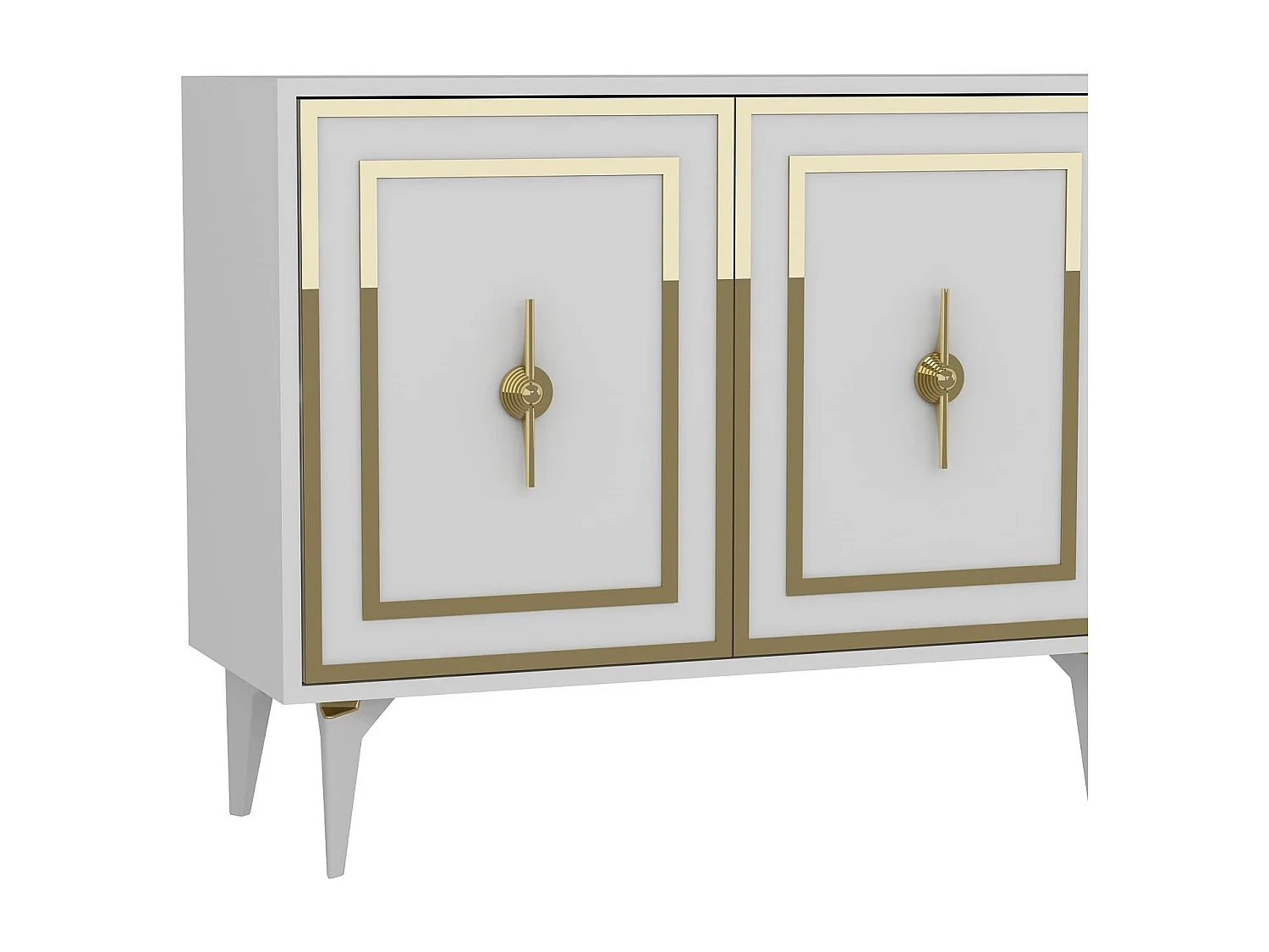 Dressoir – 180 cm x 78,6 cm x 35 cm – Wit en goud – Spaanplaat