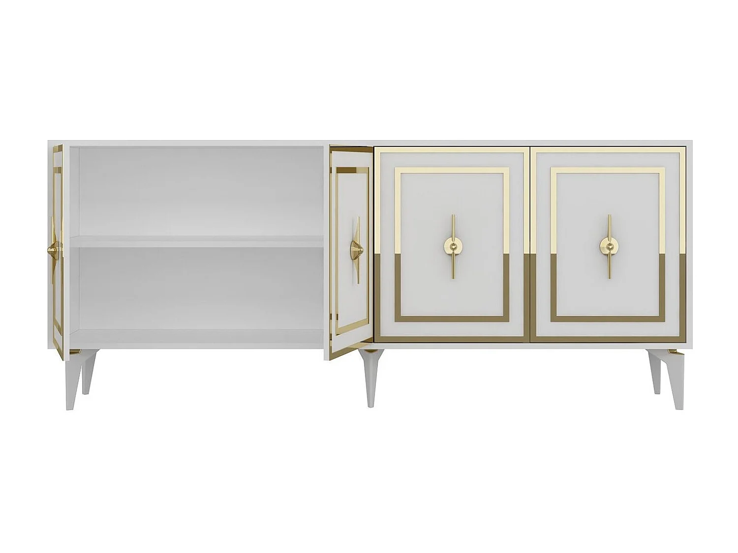 Dressoir – 180 cm x 78,6 cm x 35 cm – Wit en goud – Spaanplaat