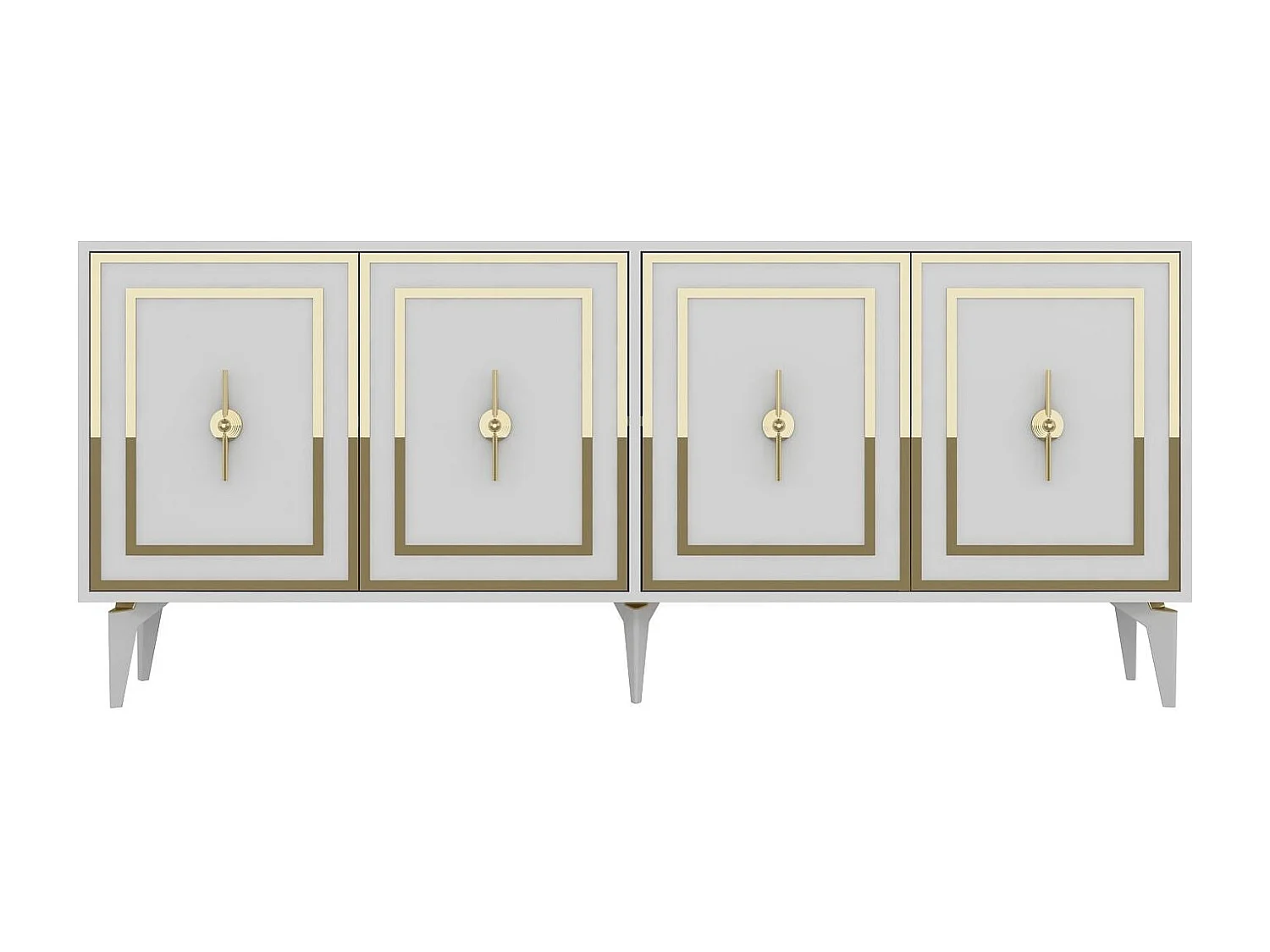 Dressoir – 180 cm x 78,6 cm x 35 cm – Wit en goud – Spaanplaat