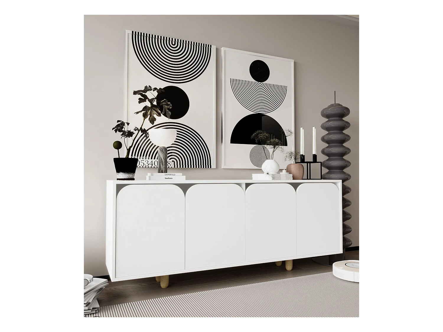 Buffet – 180 cm – Blanc – Aggloméré
