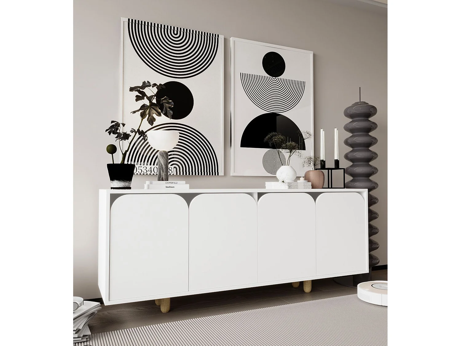 Sideboard – 180 cm – Weiß – Spanplatte