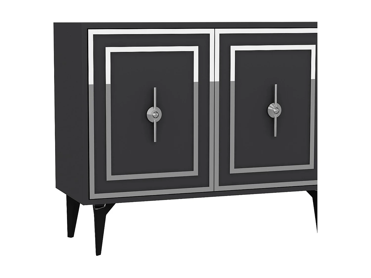 Dressoir van melamine gecoat spaanplaat – 180 cm x 78,6 cm x 35 cm – Antraciet en zilver