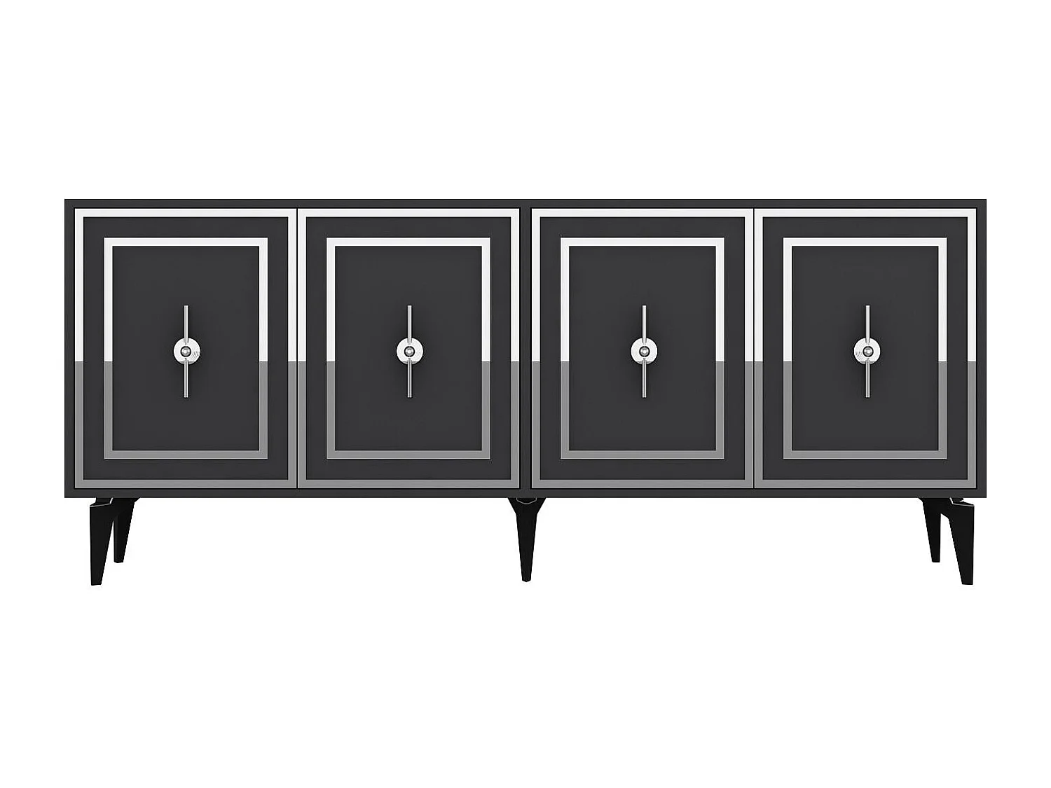 Dressoir van melamine gecoat spaanplaat – 180 cm x 78,6 cm x 35 cm – Antraciet en zilver