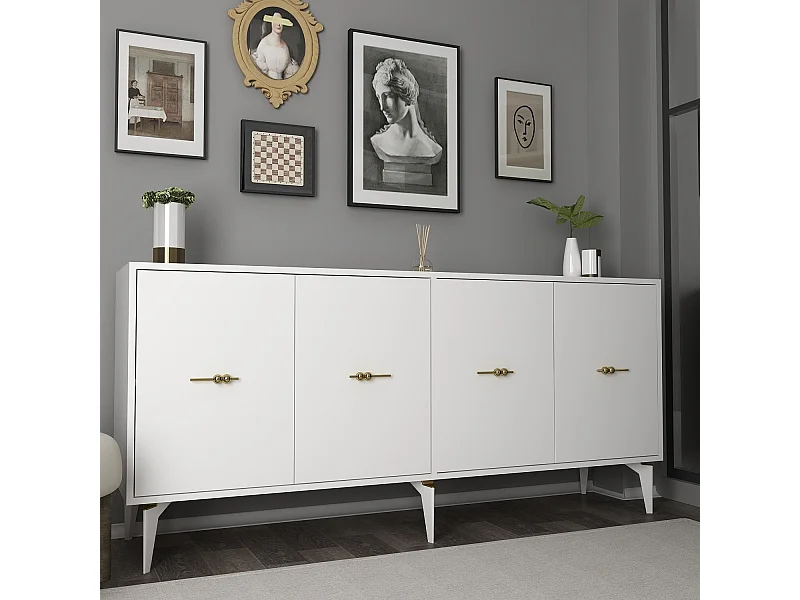 Sideboard – 180 cm – Weiß – Melaminbeschichtete Spanplatte
