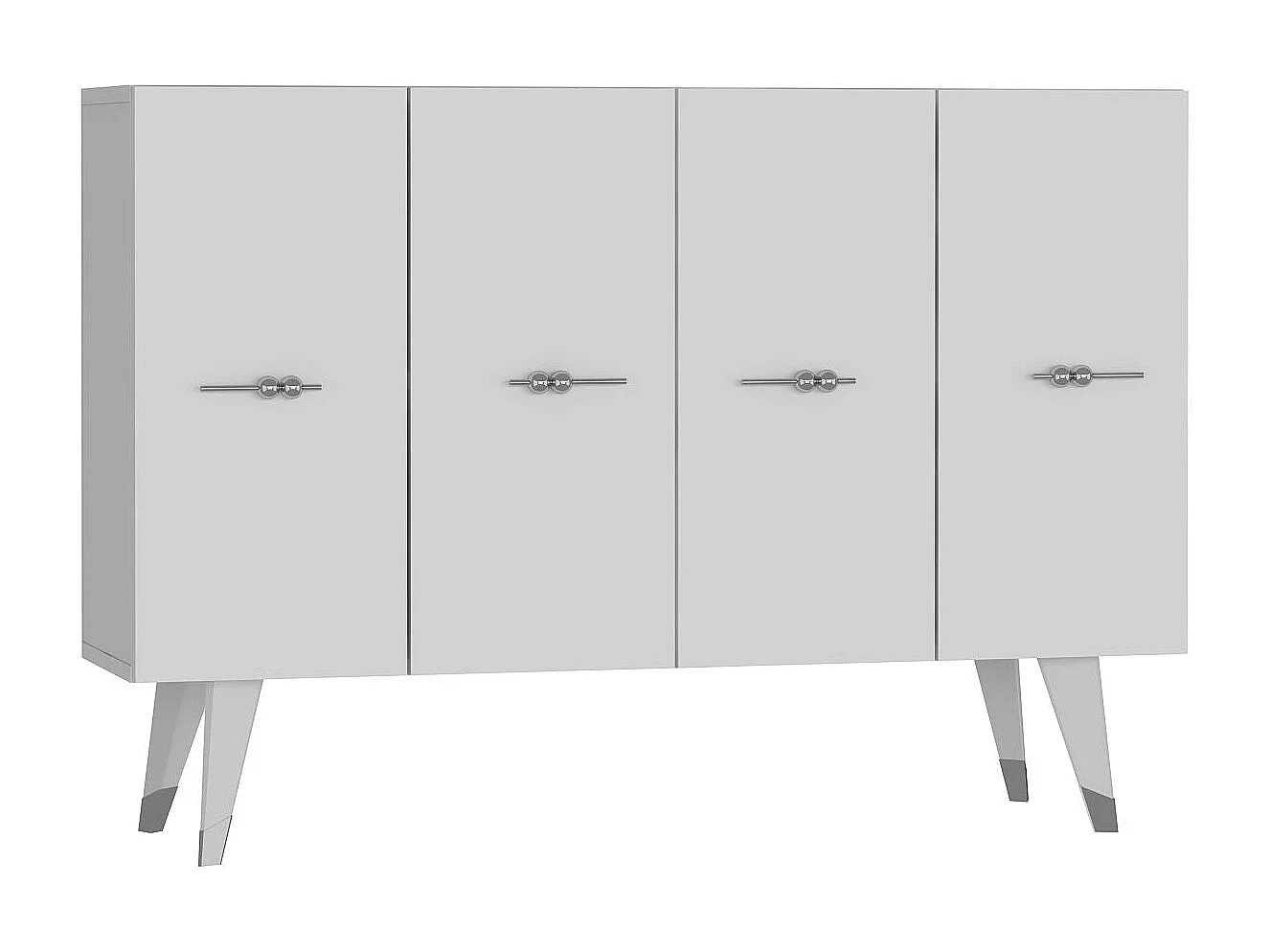 Dressoir – 120 cm x 80 cm x 29,6 cm – Zilver en wit – Spaanplaat