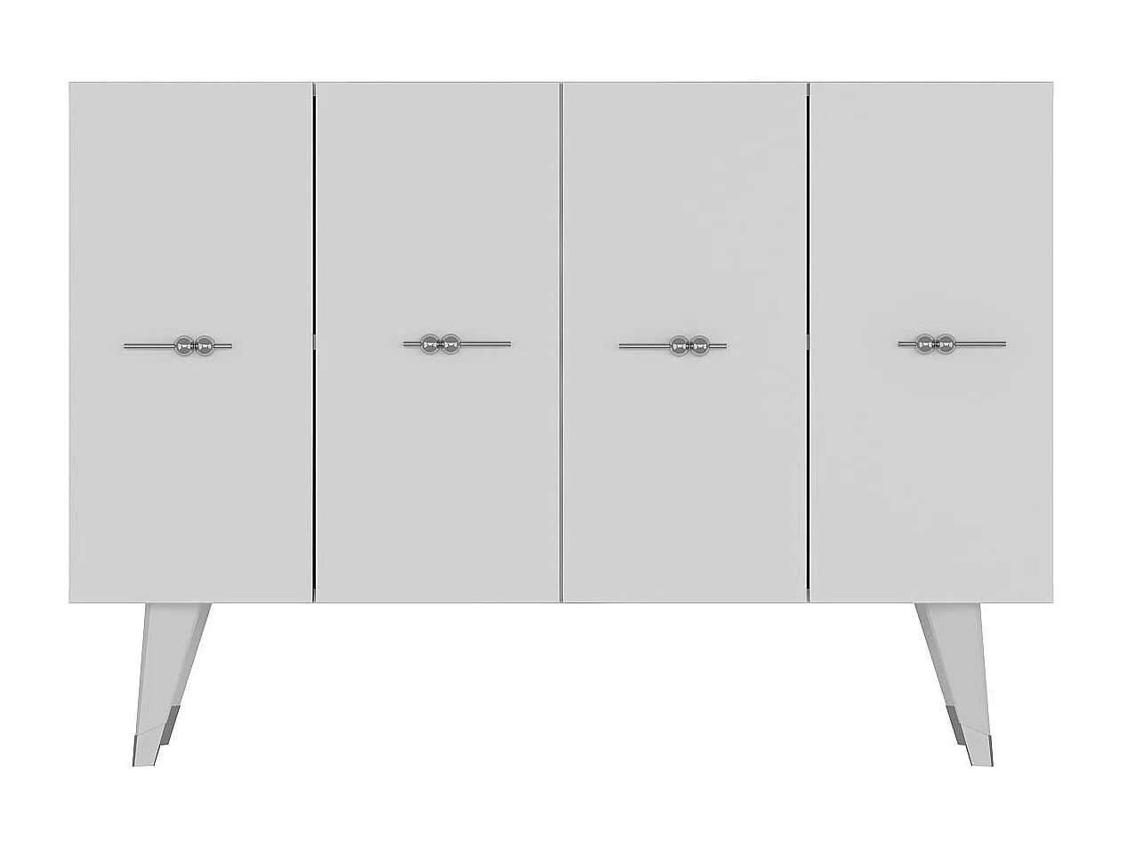 Dressoir – 120 cm x 80 cm x 29,6 cm – Zilver en wit – Spaanplaat
