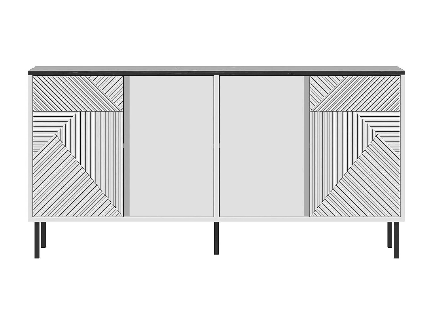 Buffet – 150 cm x 75 cm x 36 cm – Blanc et Royal – Aggloméré avec revêtement mélaminé