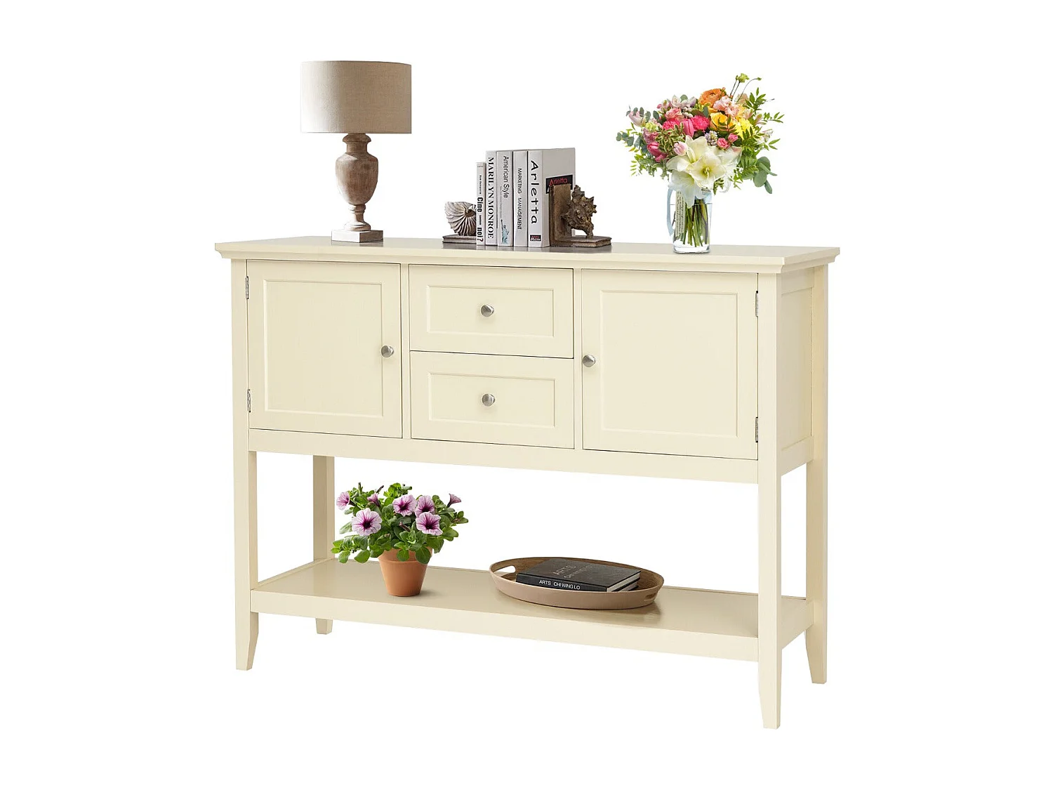 Buffet en bois – 117 x 38 x 86,5 cm – Beige