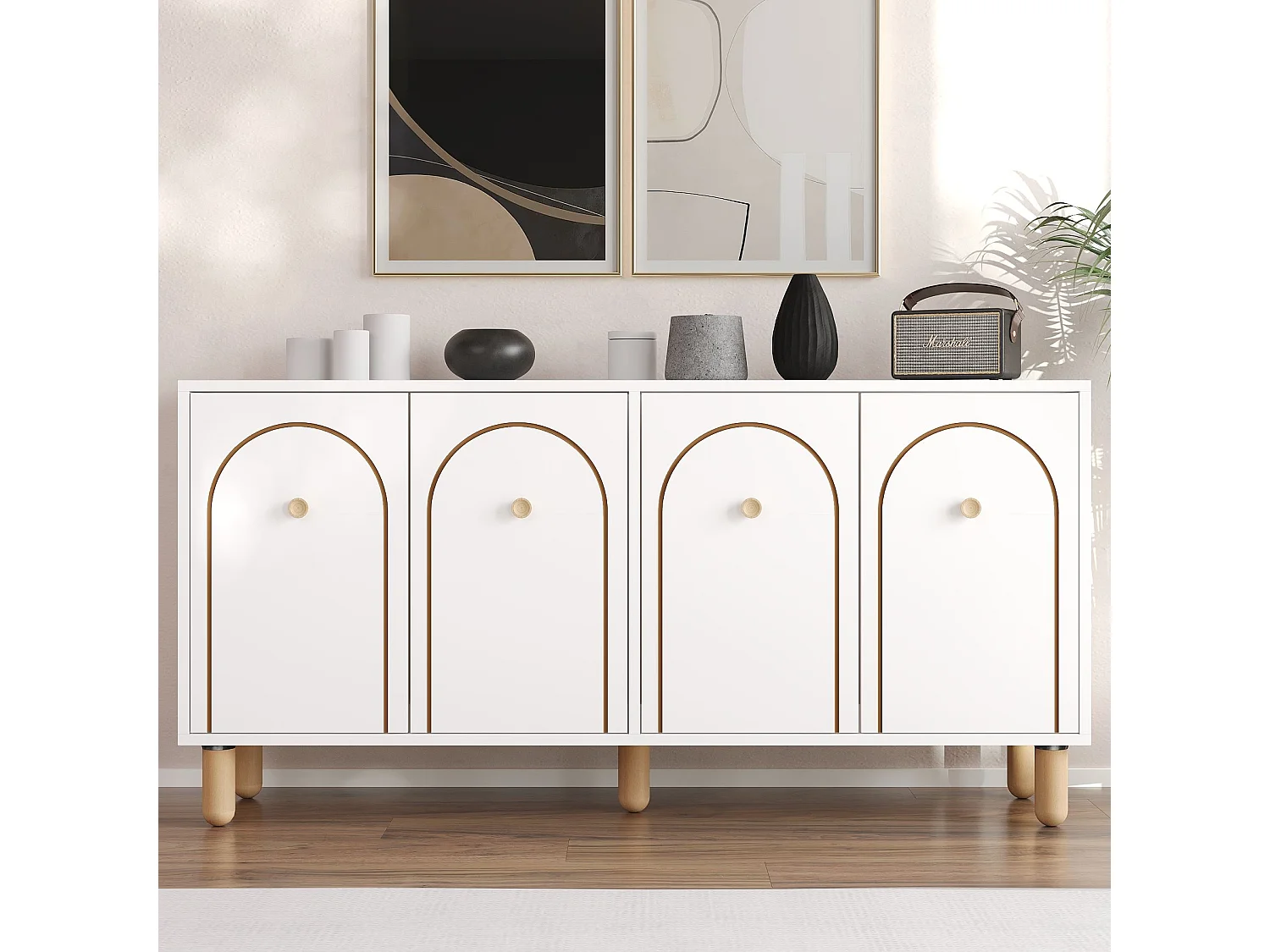 Komoda – 150 cm – Biała – Płyta wiórowa z powłoką melaminową