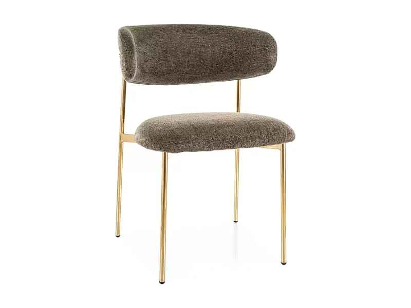 Chaise tissu olive et pieds métal doré confort moderne couleur tendance JONAZ