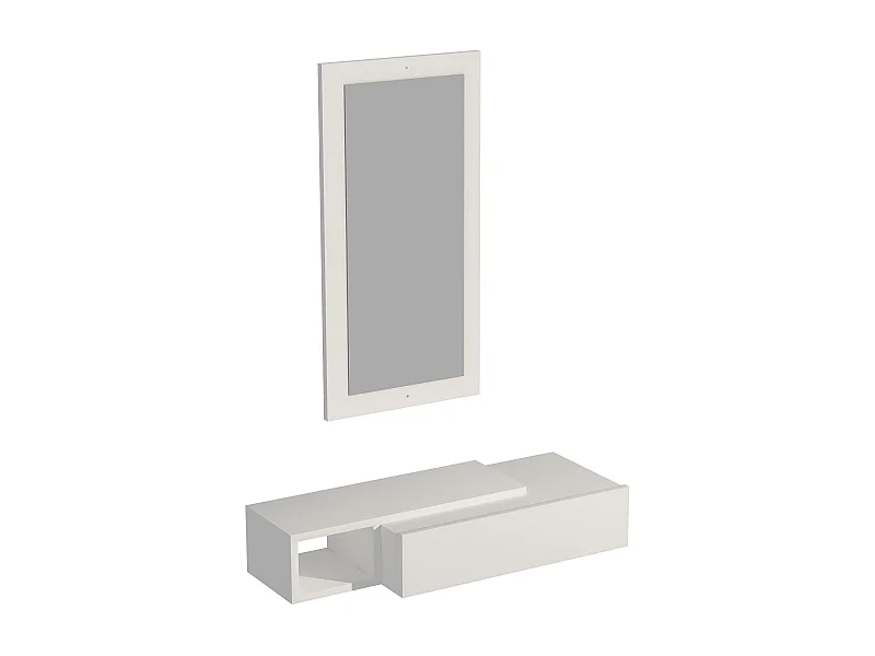 Étagère suspendue avec miroir Bazid Blanc