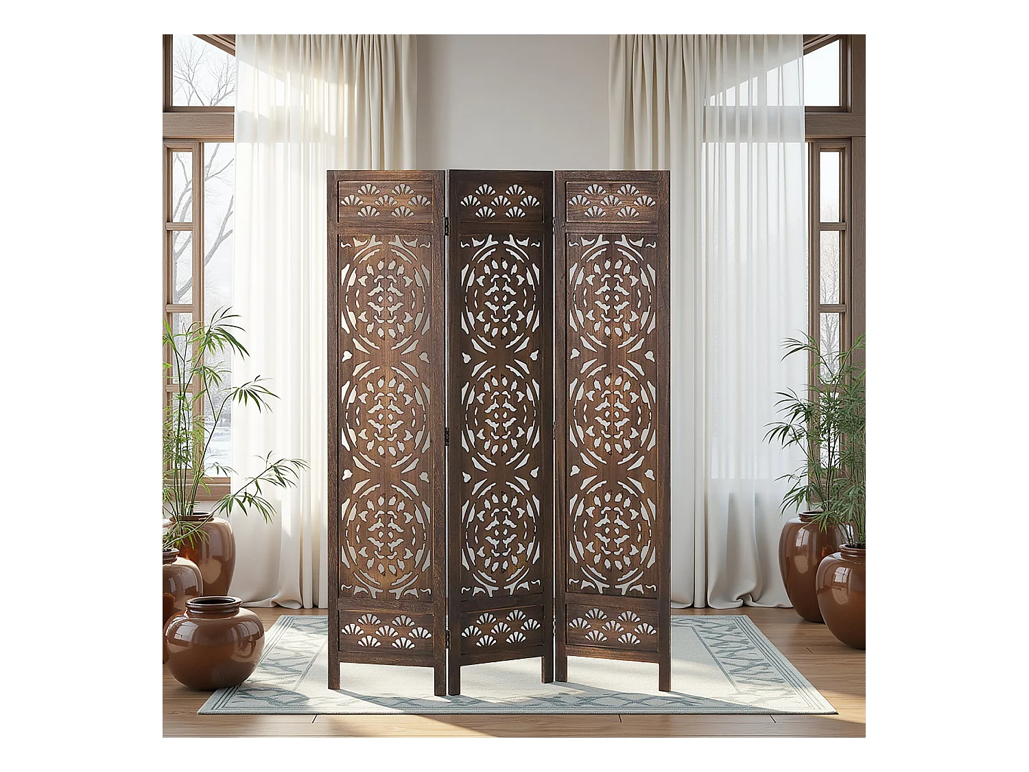 Paravent 170x120x2 cm Design Marron