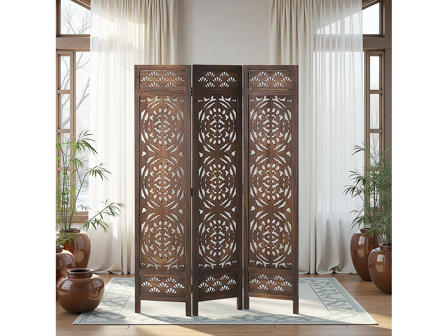 Kamerscherm 170x120x2 cm Bruin Design