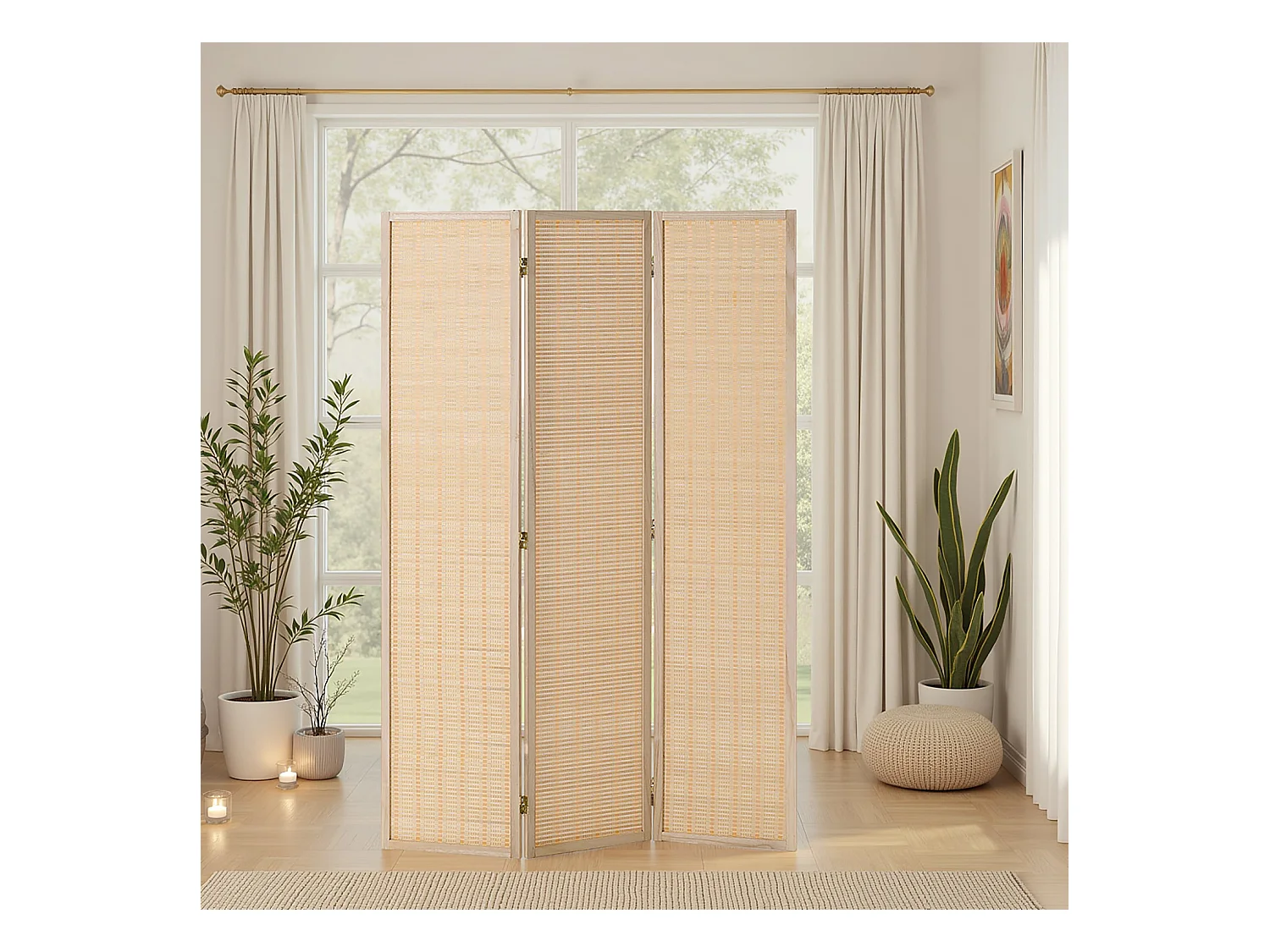 Paravent 120x170x2 cm Bois Naturel