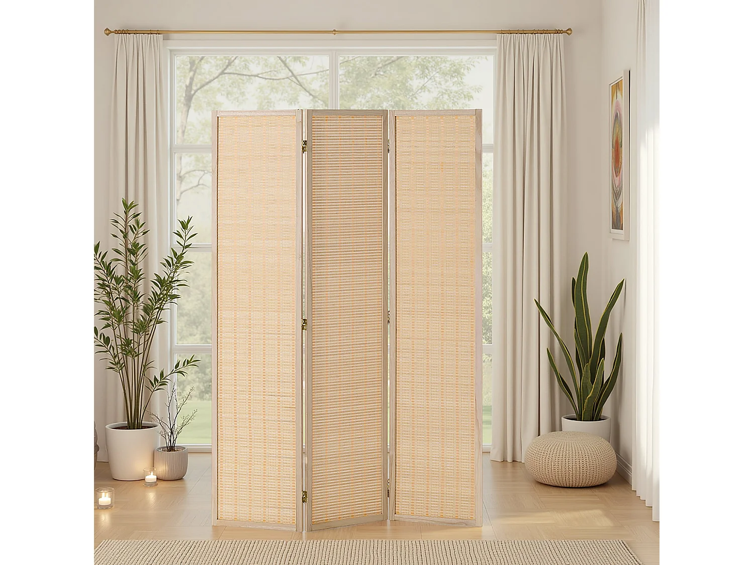 Paravent 120x170x2 cm Bois Naturel