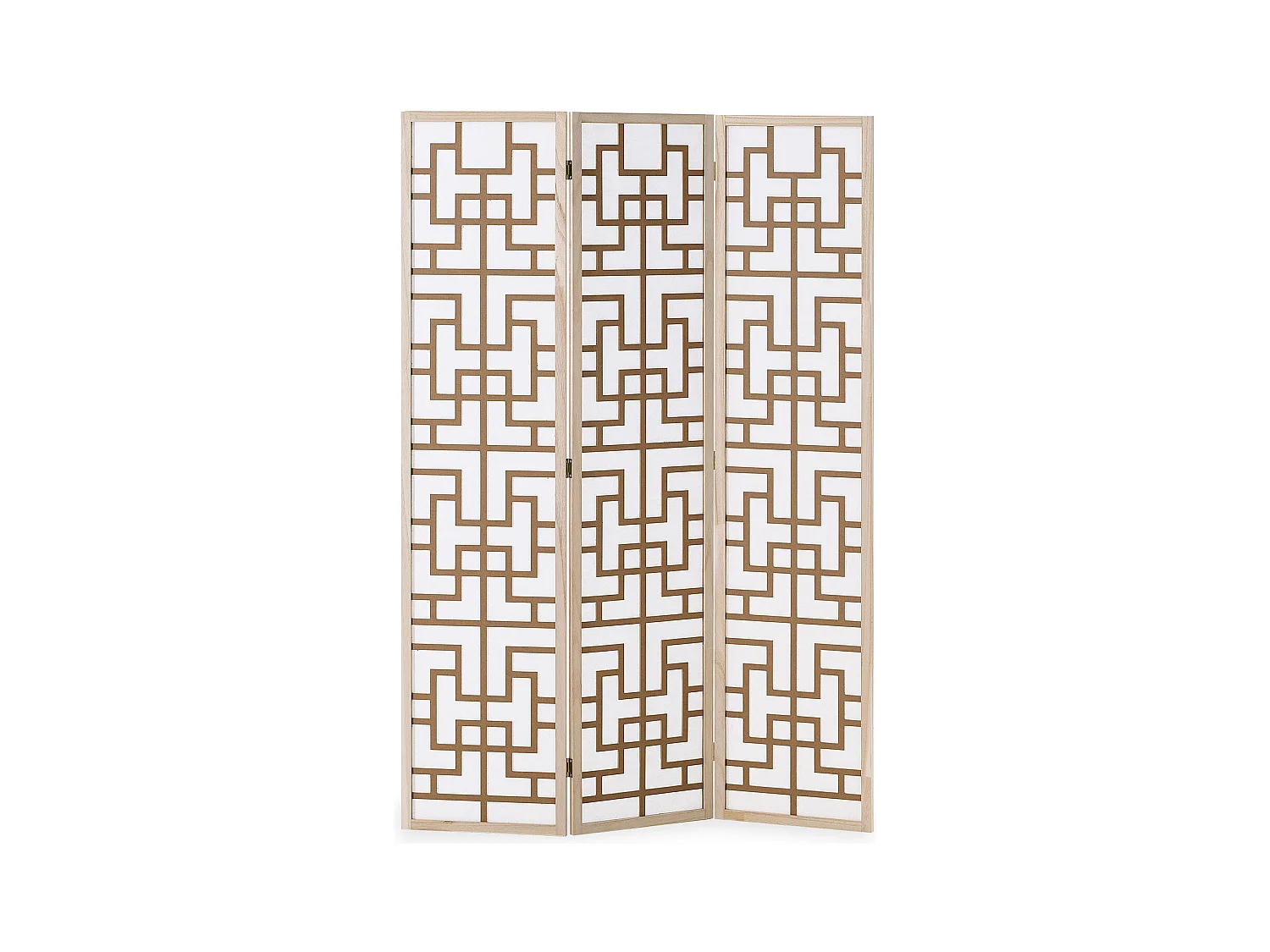 Paravent 170x120x2,0 cm Naturel Blanc Marron Shoji 3 panneaux