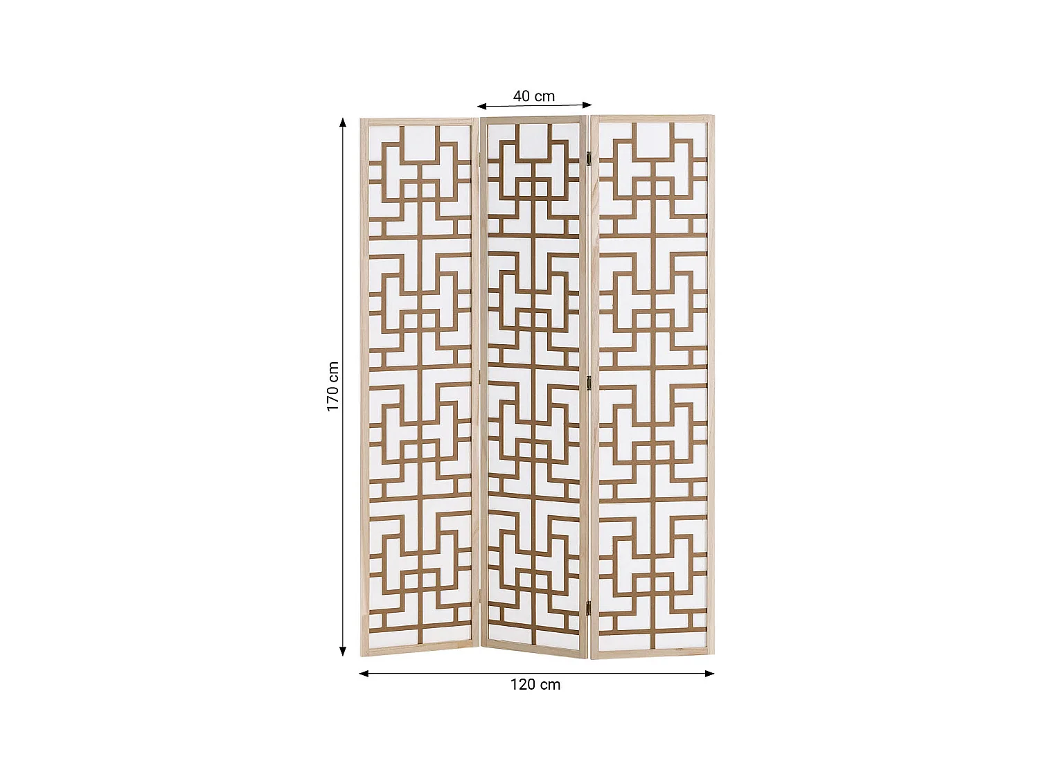 Paravent 170x120x2,0 cm Naturel Blanc Marron Shoji 3 panneaux