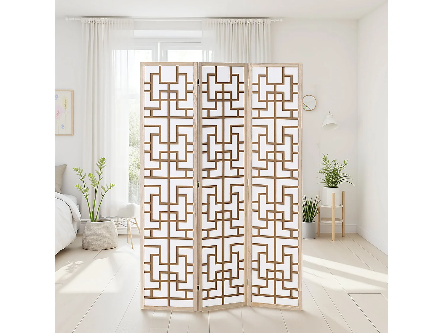 Kamerscheiding 170x120x2,0 cm Natuur/Wit/Bruin Shoji 3-panel