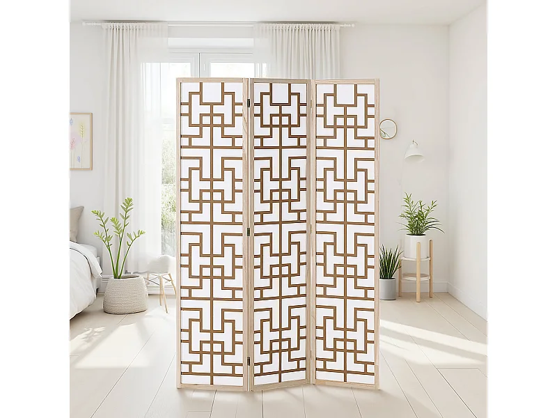 Kamerscheiding 170x120x2,0 cm Natuur/Wit/Bruin Shoji 3-panel