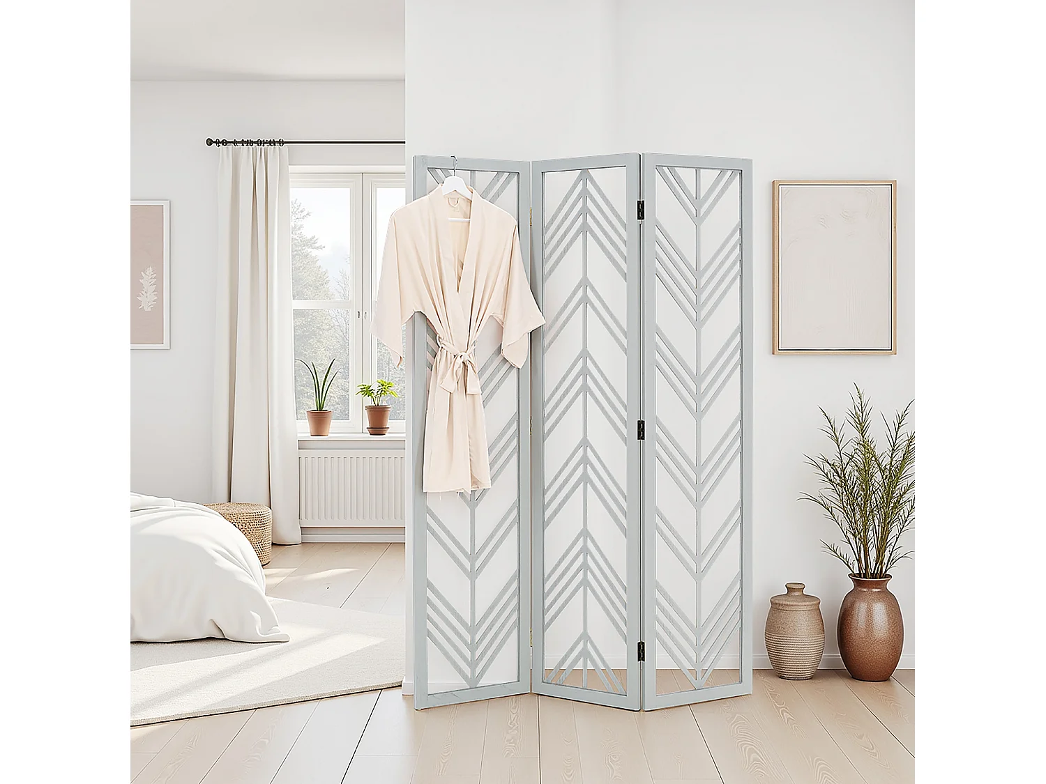 Paravent 170x120x2 cm Gris