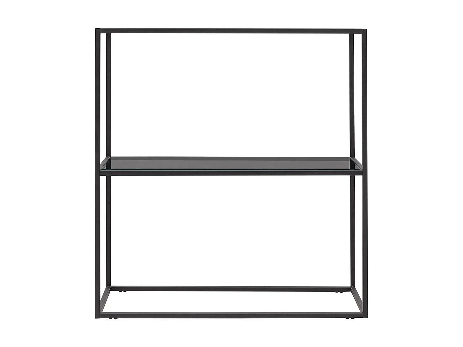 Aparador de metal y cristal – 80 cm x 85 cm x 30 cm – Negro y ahumado