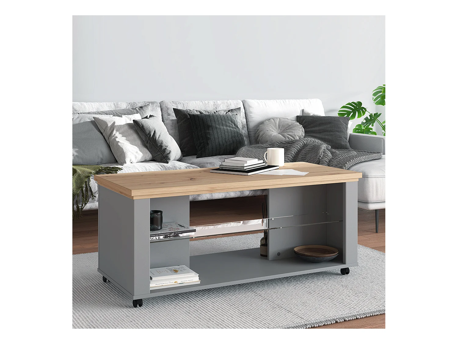 Table basse 114,5x49x50,5 cm Gris