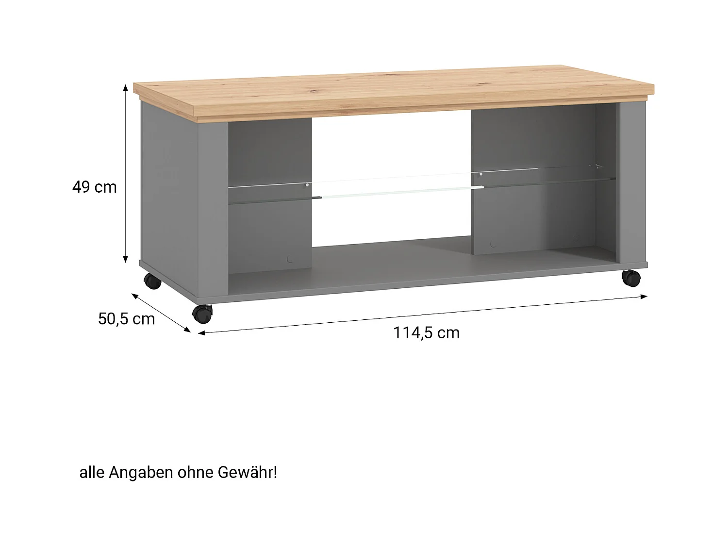 Table basse 114,5x49x50,5 cm Gris