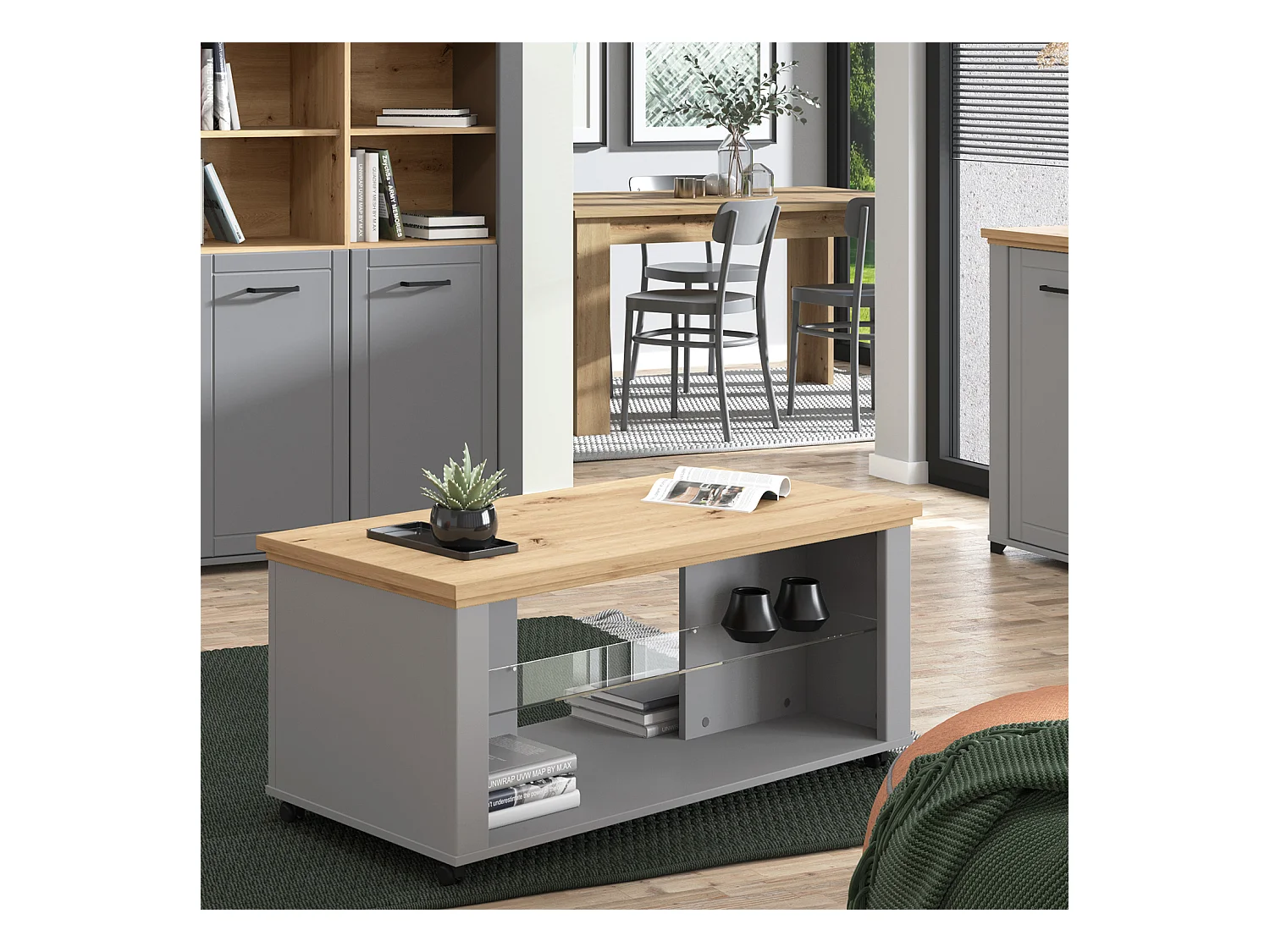 Table basse 114,5x49x50,5 cm Gris