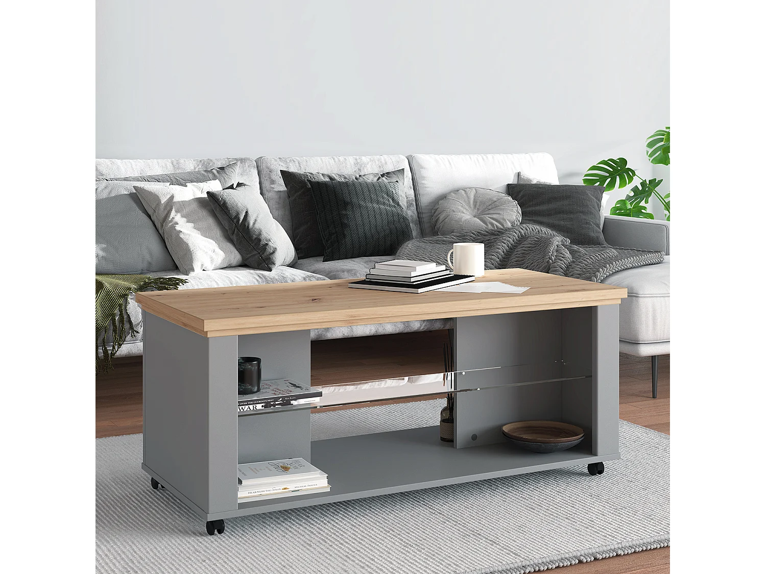 Couchtisch 114,5x49x50,5 cm Grau