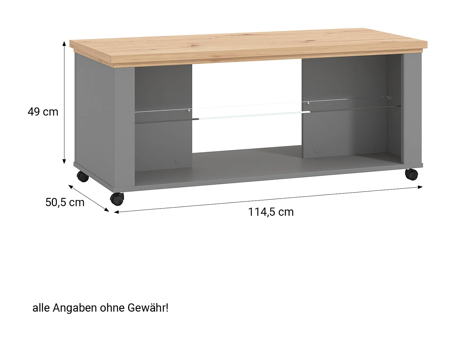 Couchtisch 114,5x49x50,5 cm Grau