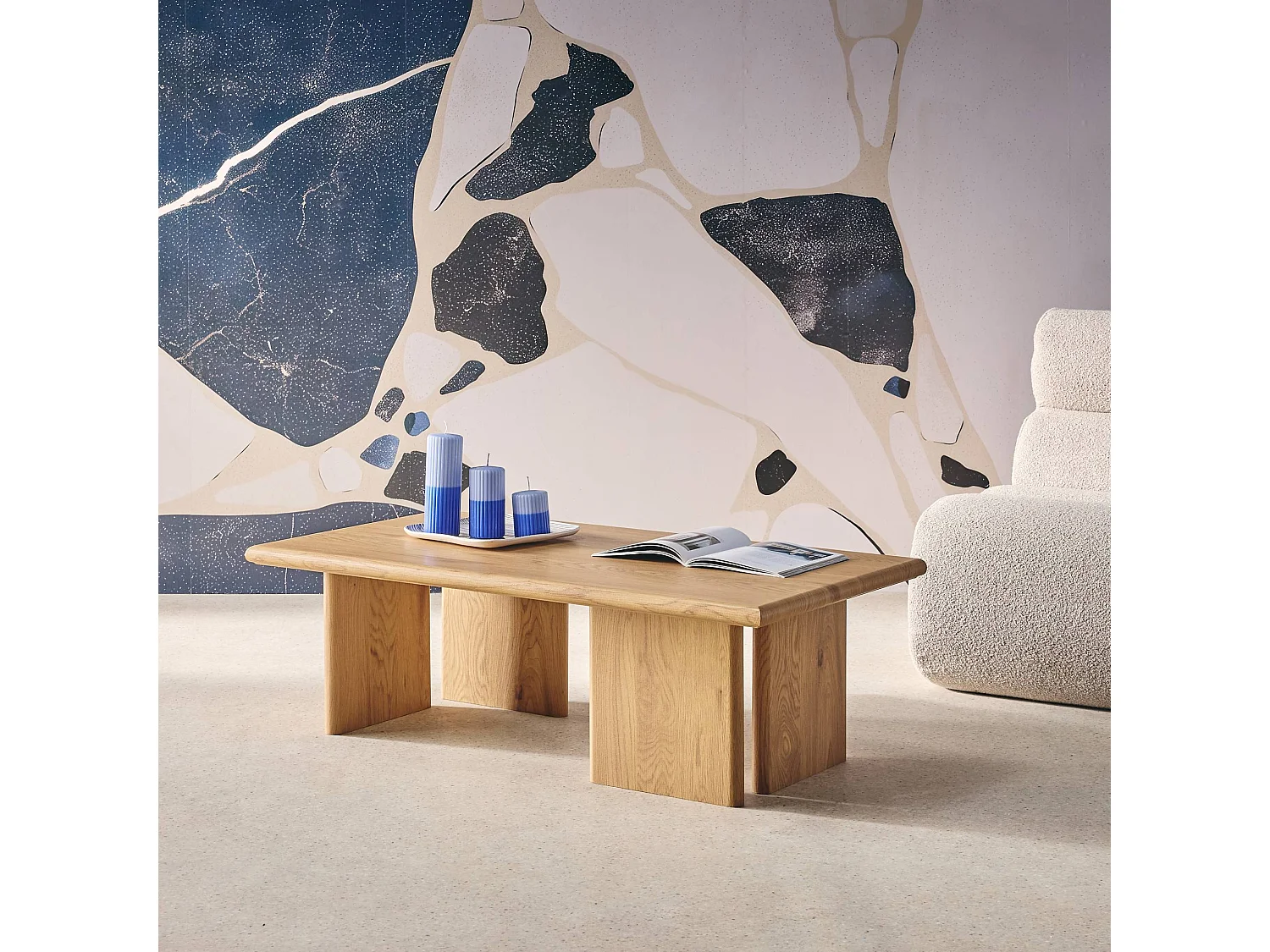 Table basse rectangulaire MDF effet chêne