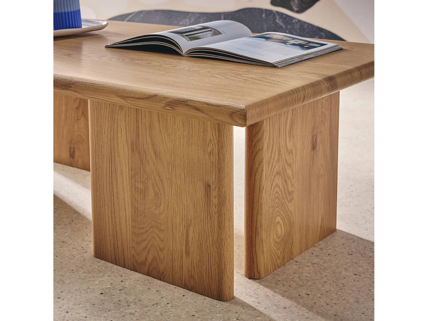 Table basse rectangulaire MDF effet chêne