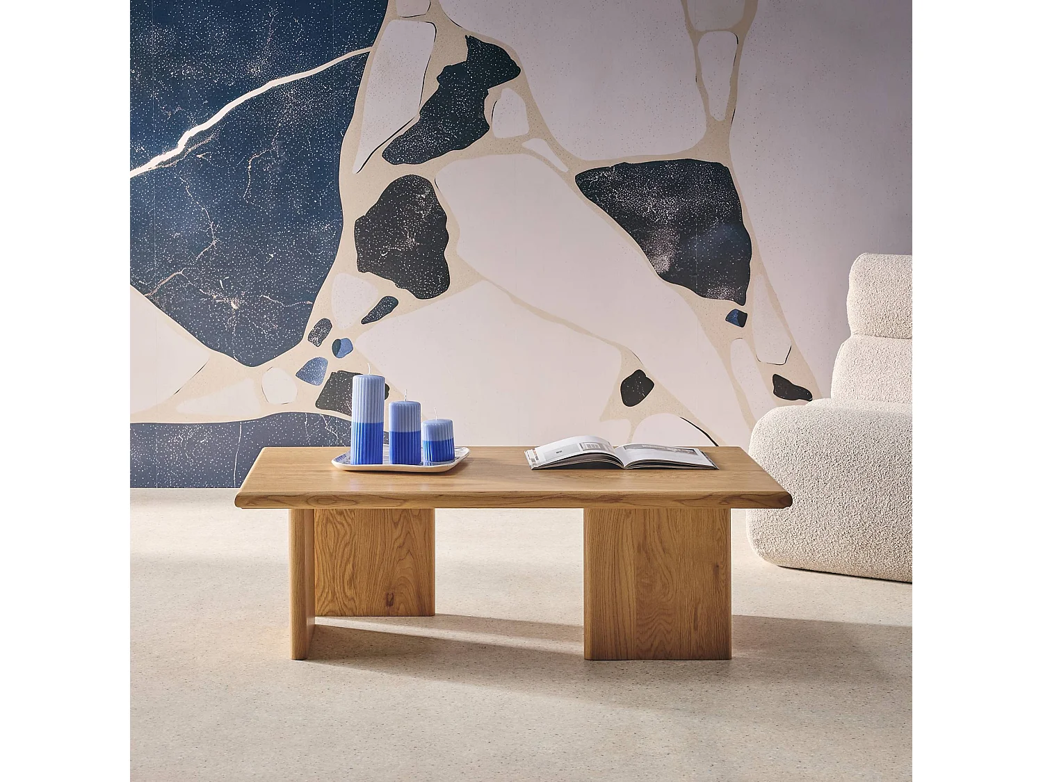 Table basse rectangulaire MDF effet chêne