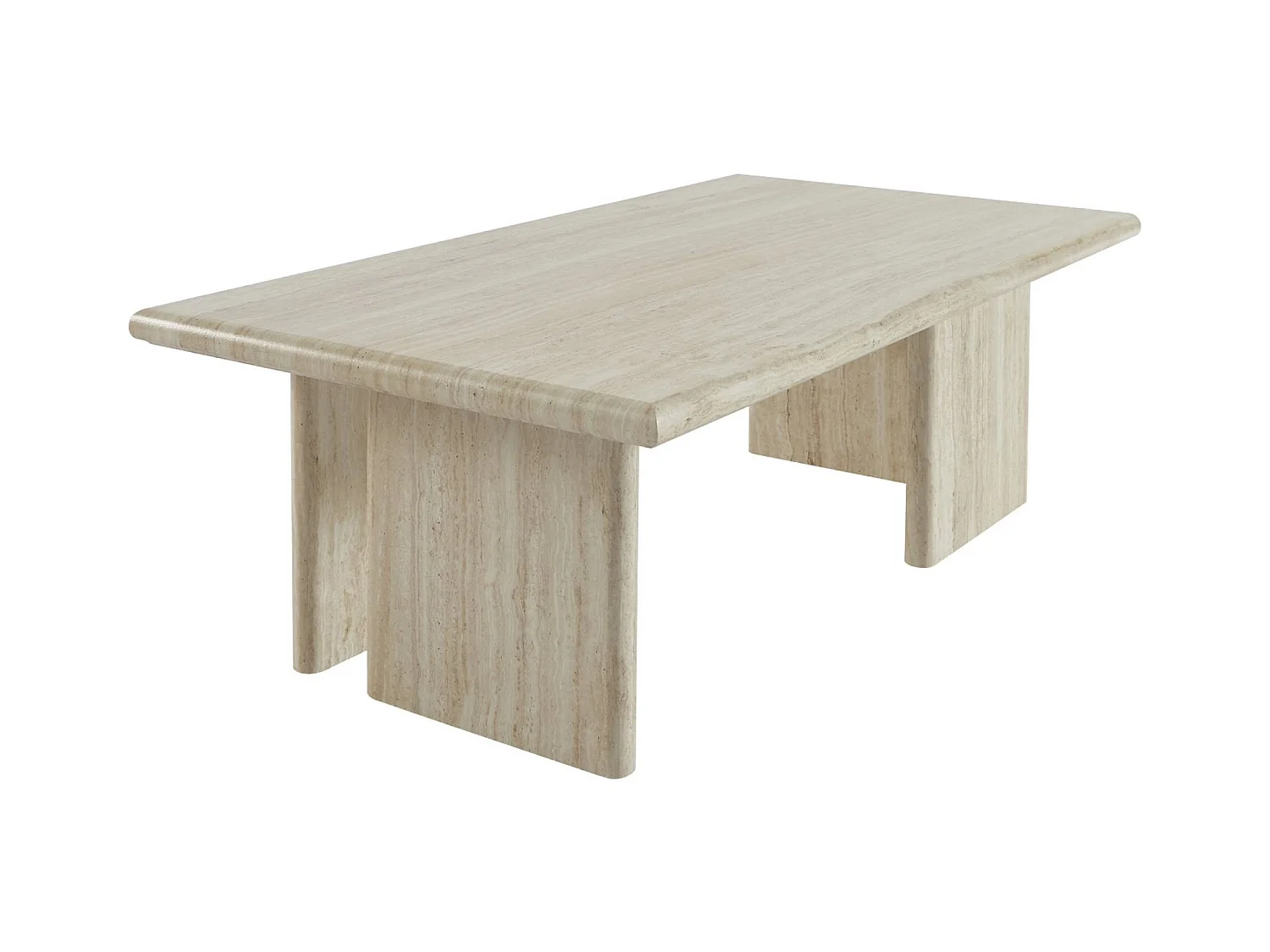 Tavolino rettangolare effetto legno, effet travertin