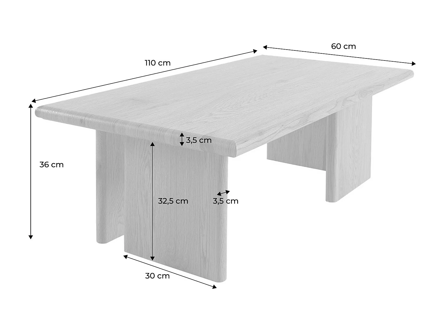 Table basse rectangulaire MDF effet travertin
