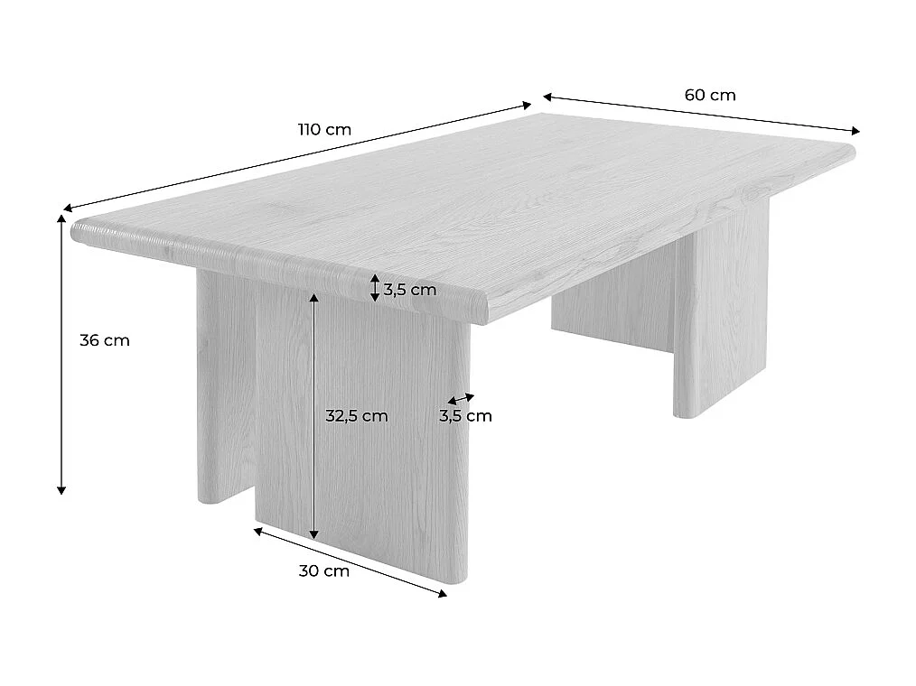 Table basse rectangulaire MDF effet travertin
