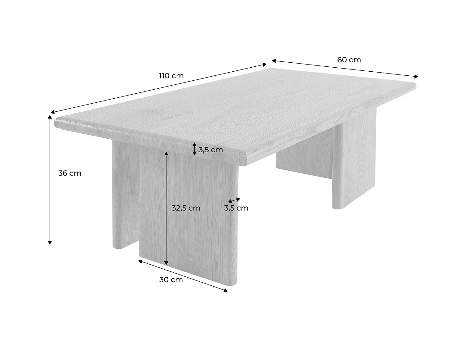 Table basse rectangulaire MDF effet noyer
