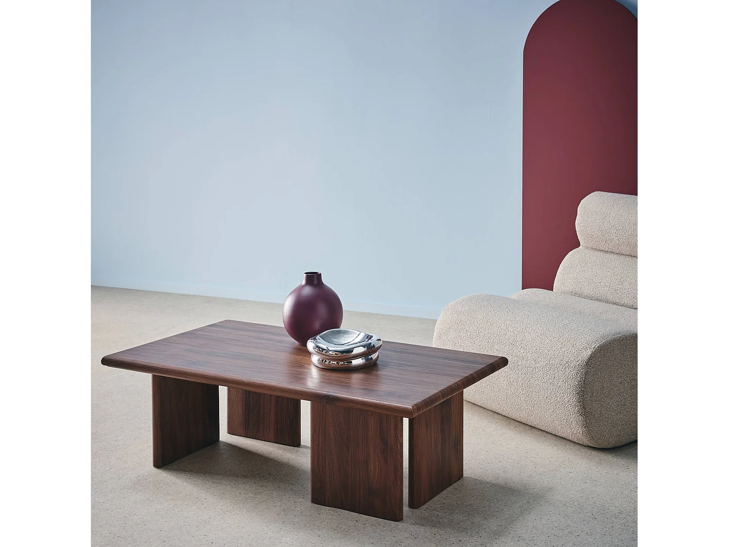 Mesa de centro rectangular con efecto madera nogal