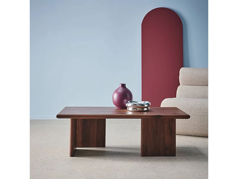 Mesa de centro rectangular con efecto madera nogal