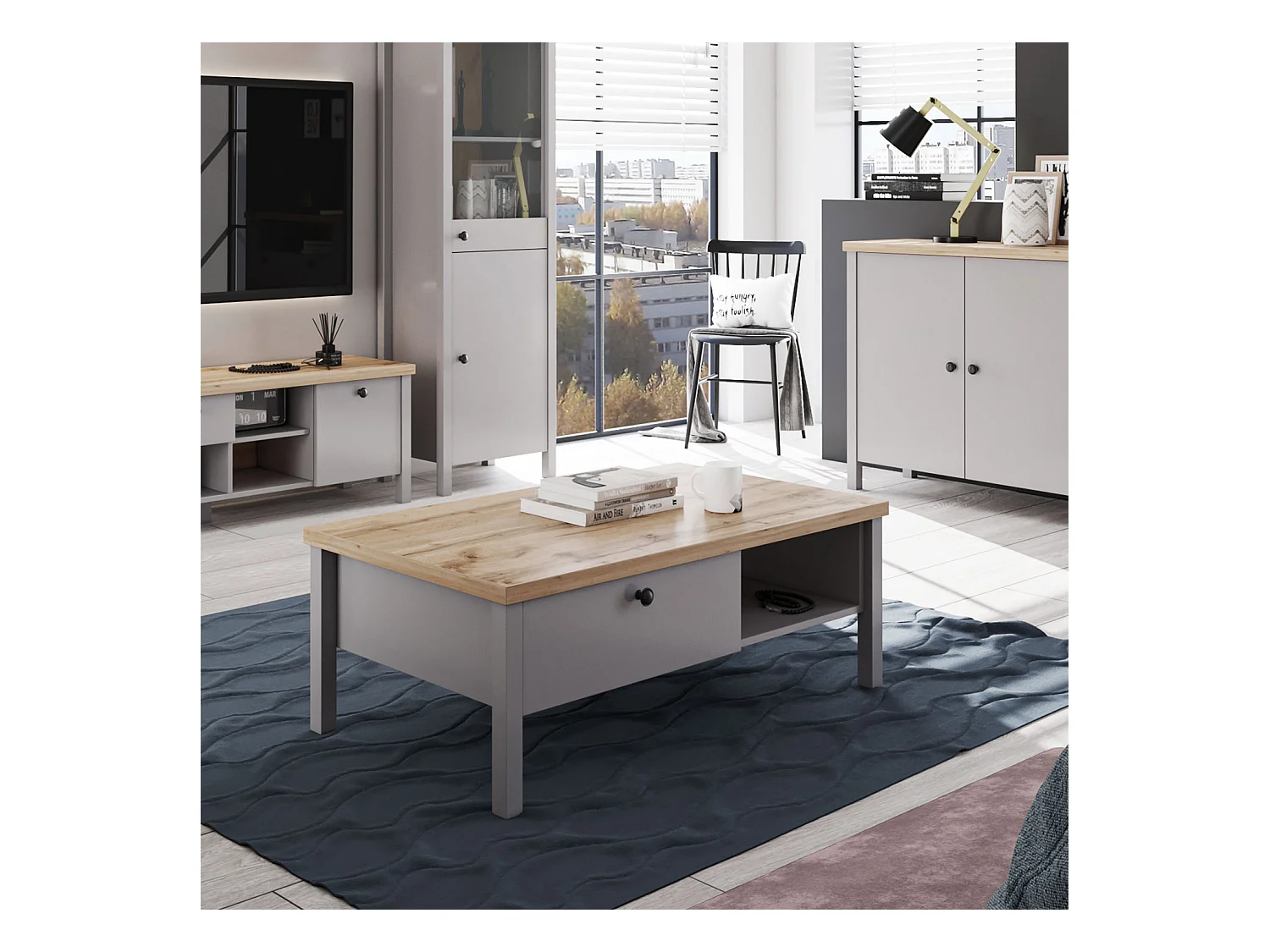 Table basse 110x40,5x60 cm gris