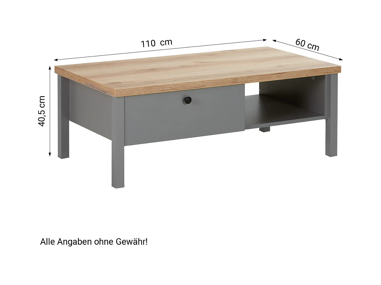 Couchtisch 110x40,5x60 cm grau