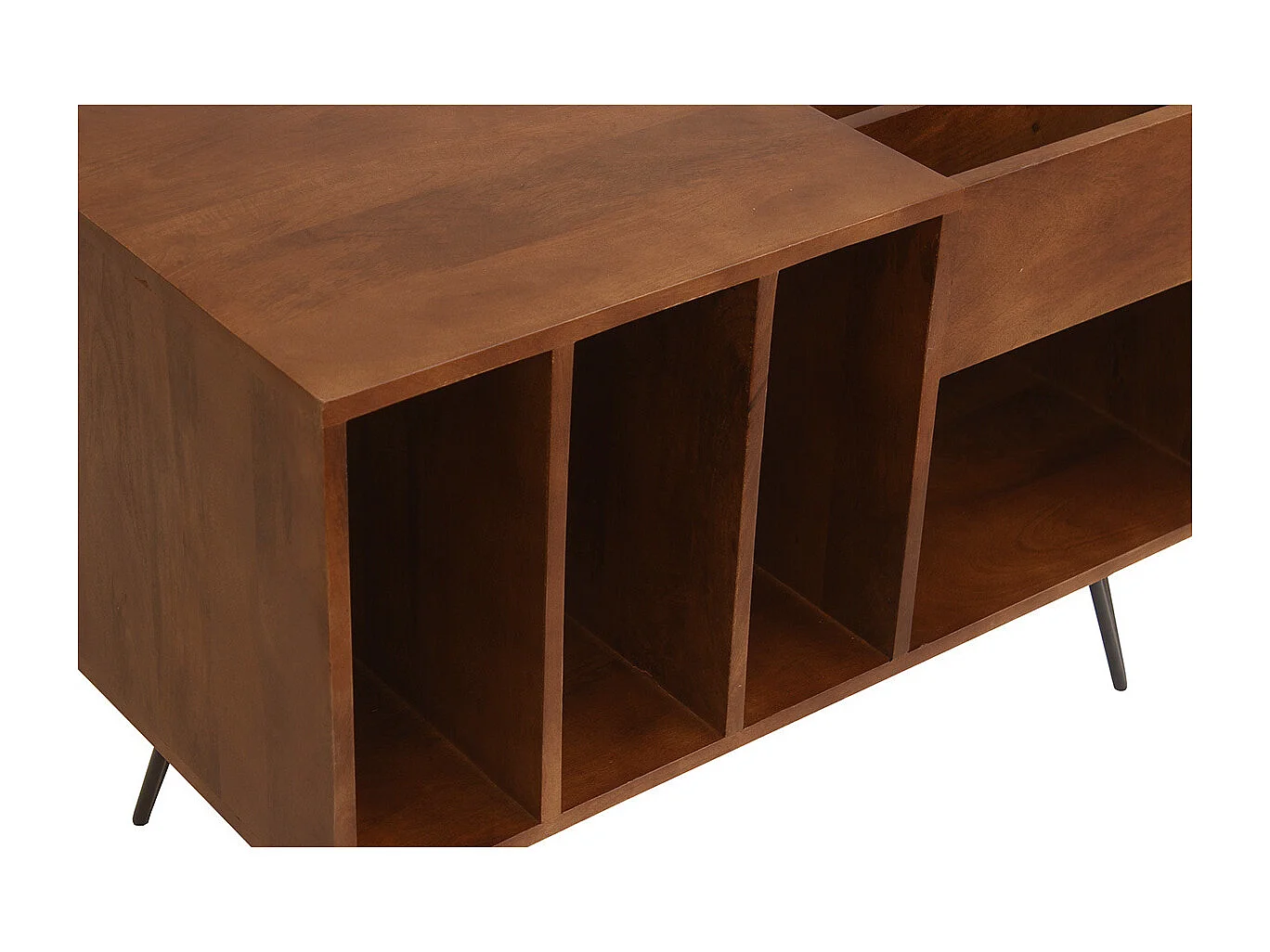 Buffet de rangement vinyles en bois manguier massif teinté et métal L90 cm BOOGIE