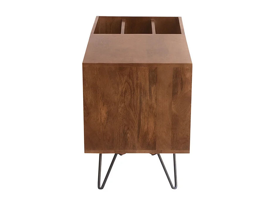 Buffet zur Aufbewahrung von Vinyls aus massivem getöntem Mangoholz und Metall L90 cm BOOGIE