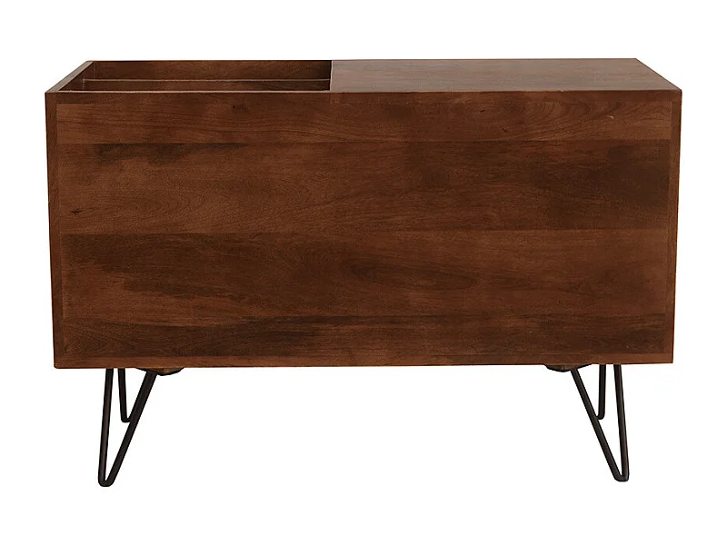 Buffet de rangement vinyles en bois manguier massif teinté et métal L90 cm BOOGIE