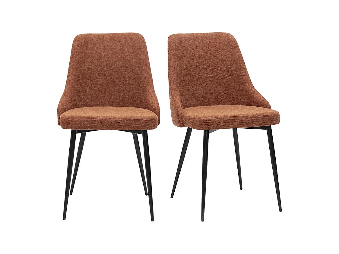 Chaises design en tissu effet velours texturé terre brûlée et métal noir (lot de 2) CULT